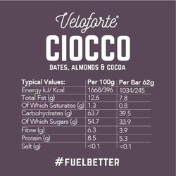Veloforte Ciocco Energy Bar, 9 Bars, Dates, Almonds & Cocoa