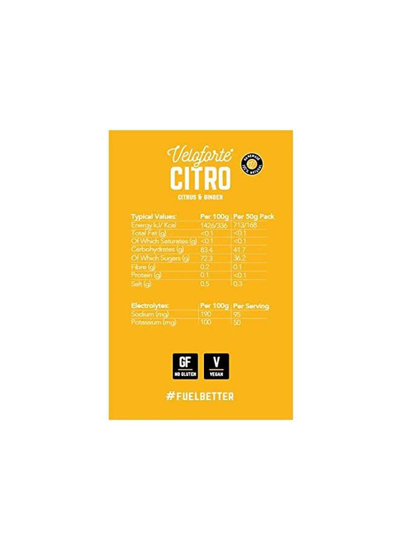 Veloforte Citro Natural Energy Chews, 9 Packs, Citrus & Ginger