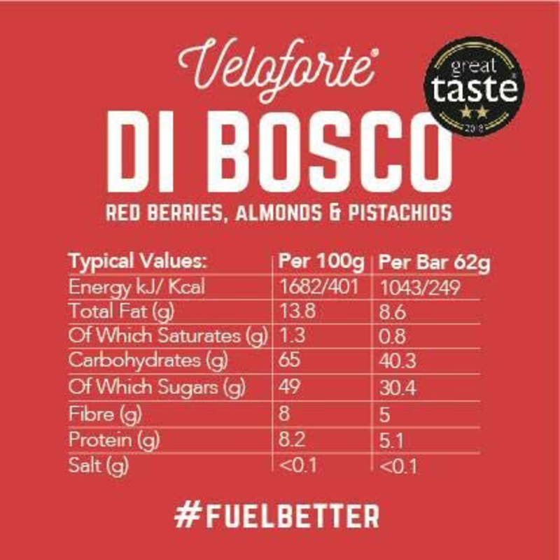 Veloforte Di Bosco All-Natural Energy Protein Bar, 9 Bars, Berries & Almonds