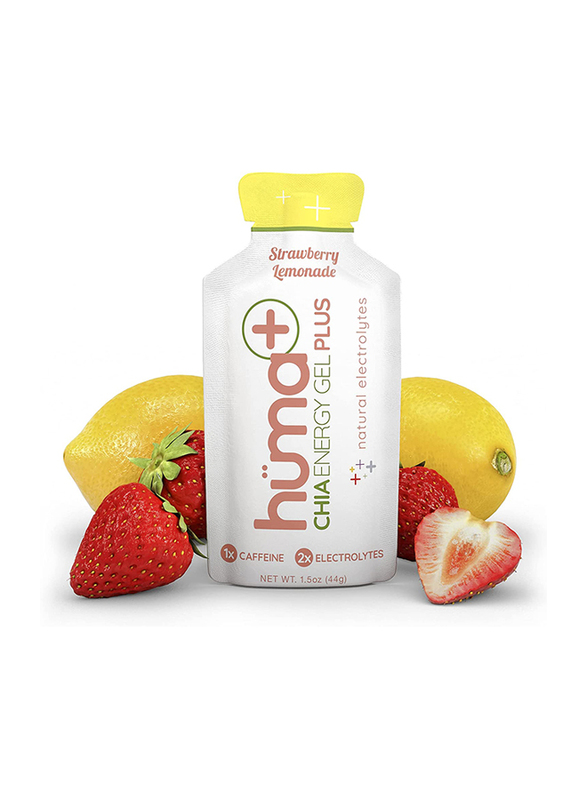Huma Chia Energy Gel Plus, 24  x 44g, Strawberry Lemonade