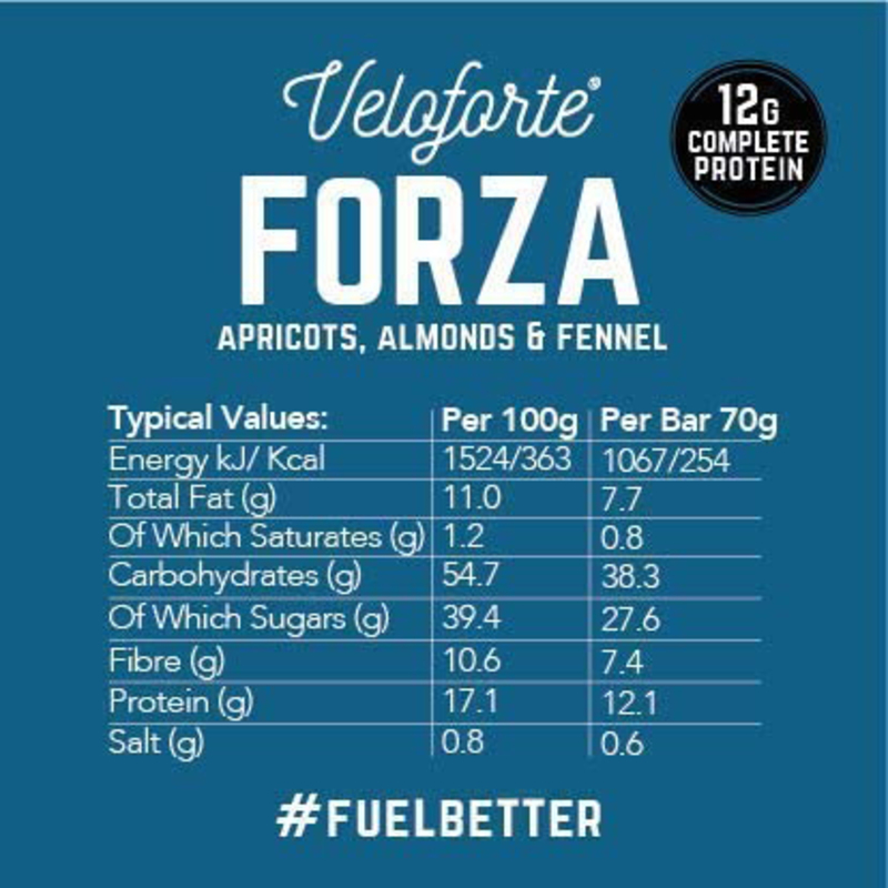 Veloforte Forza Protein Bar, 9 Bars, Apricots & Almonds