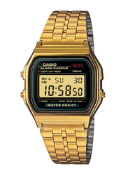 Casio Vintage Digital Watch for Unisex with Stainless Steel Band, Water Resistant, A159WGEA-1DF, Gold