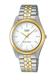 Casio Enticer Analog Watch for Men with Stainless Steel Band, Water Resistant, MTP-1129G-7ARDF, Gold/Silver-White
