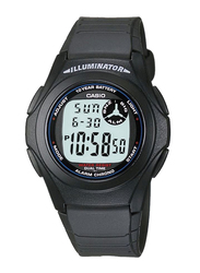 Casio Youth Digital Watch for Men with Resin Band, Water Resistant, F-200W-1ADF, Black/Grey