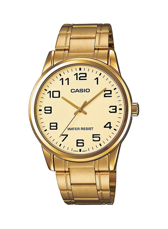 

Casio Analog Watch for Men with Stainless Steel Band, Water Resistant, MTP-V001G-9BUDF, Gold