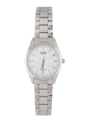 Casio Analog Watch for Women with Stainless Steel Band, Water Resistant, LTP-1274D-7ADF, Silver-White
