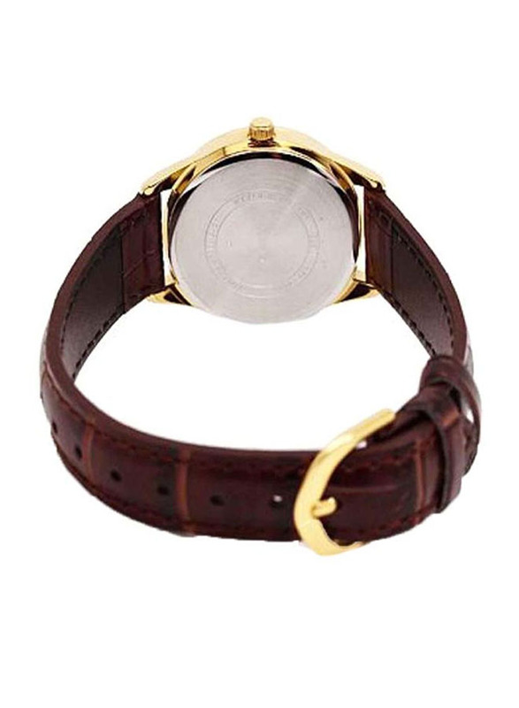 Casio Analog Watch for Men with Leather Band, Water Resistant, LTP-V005GL-7AUDF, Brown-White