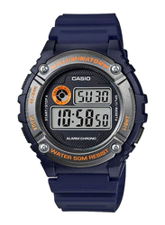 Casio Youth Series Digital Watch for Men with Resin Band, Water Resistant, W-216H-2B, Blue/Grey-Black