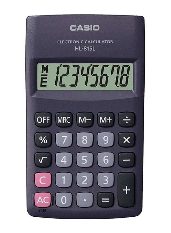 Casio 8-Digit Basic Calculator, HL815LBK, Black