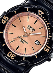 Casio Wo Analog Watch for Women with Resin Band, Water Resistant with Chronograph, LRW-200H-9E2VDF, Black-Rose Gold