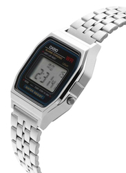 Casio Vintage Digital Watch for Men with Stainless Steel Band, Water Resistant, A159WA-N1DF, Silver/Grey