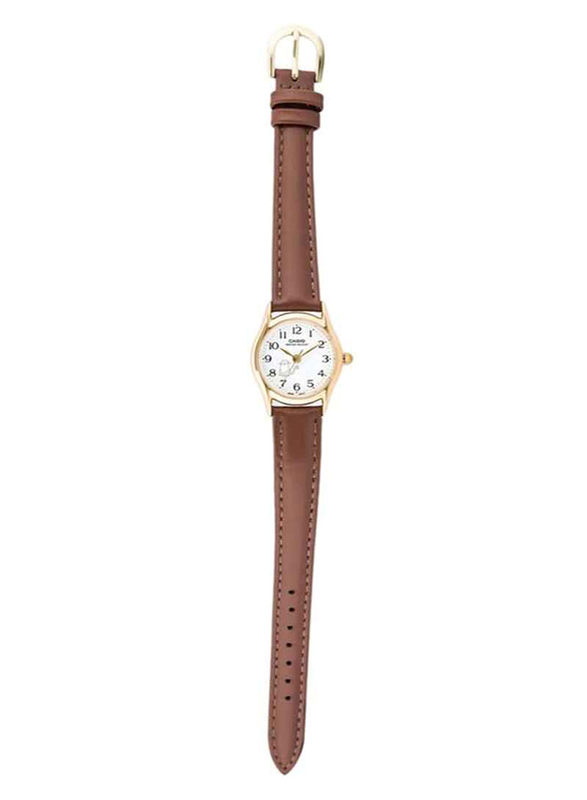 Casio Enticer Analog Watch for Women with Leather Genuine Band, Water Resistant with Chronograph, Ltp-1094Q-7B8RDF, Brown-White