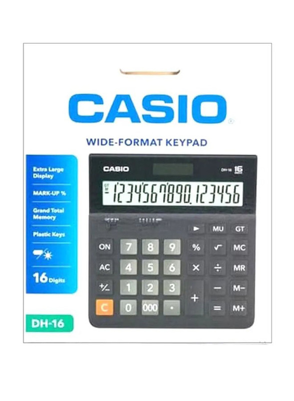 Casio 16-Digit Basic Calculator, DH-16, Grey/Black