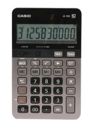 Casio 10-Digit Heavy Duty Solar Powered Calculator, JS-10B, Silver/Black