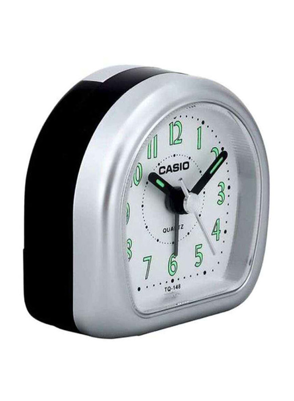 Casio Analog Alarm Desk Clock, TQ-148-8DF, Black/White/Silver
