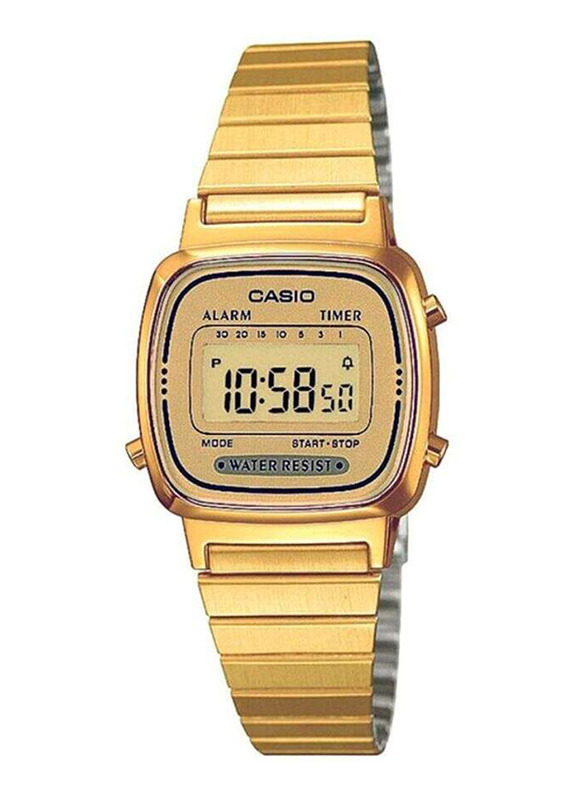 Casio Wo Digital Watch for Women with Stainless steel Band, LA670WGA-9DF, Gold