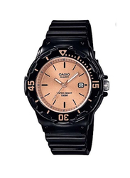 Casio Wo Analog Watch for Women with Resin Band, Water Resistant with Chronograph, LRW-200H-9E2VDF, Black-Rose Gold