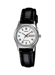 Casio Analog Watch for Women with Leather Band, Water Resistant, LTP-V006L-7BUDF, Black/White