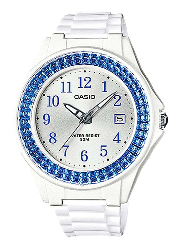 Casio Analog Watch for Women with Resin Band, Water Resistant with Chronograph, LX-500H-2BVDF, White-Silver