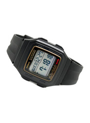 Casio Digital Watch for Men with Resin Band, Water Resistant, F-201WA-9ADF, Black-Grey