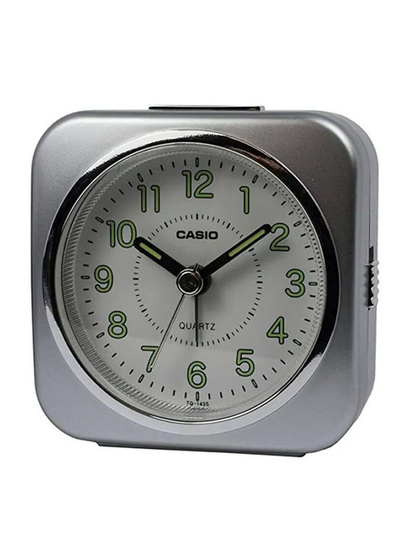 Casio Analog Alarm Clock, TQ-143S-8DF, White/Silver