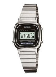 Casio Digital Watch for Men with Stainless Steel Band, Water Resistant, LA670WD-1DF, Silver-Grey/Black