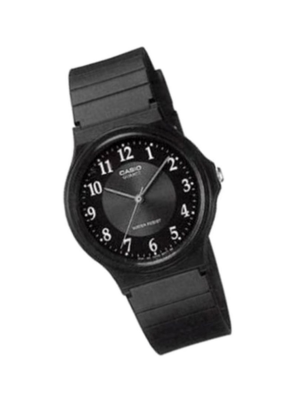Casio Youth Analog Watch for Men with Plastic Band, Water Resistant, MQ-24-1B3LDF, Black/Grey