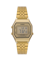 Casio Vintage Illuminator Digital Watch for Women with Stainless Steel Band, Water Resistant, DB-360-1A, Gold