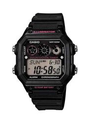 Casio Youth Analog Watch for Boys with Silicone Band, Water Resistant and Chronograph, AE-1300WH-1A2VDF, Black-Black/Grey