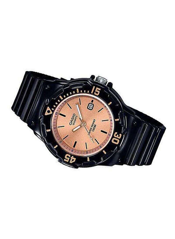 Casio Wo Analog Watch for Women with Resin Band, Water Resistant with Chronograph, LRW-200H-9E2VDF, Black-Rose Gold