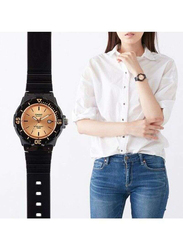 Casio Wo Analog Watch for Women with Resin Band, Water Resistant with Chronograph, LRW-200H-9E2VDF, Black-Rose Gold