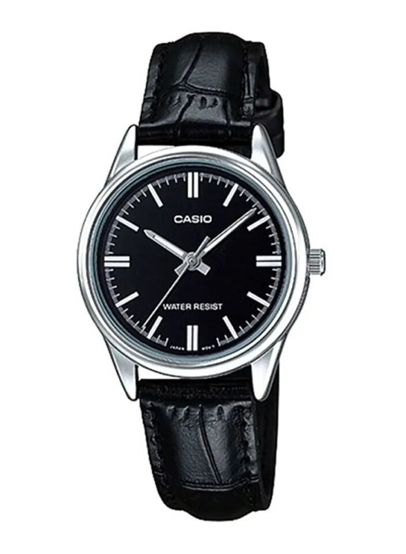 Casio Analog Watch for Men with Leather Band, Water Resistant, LTP-V005L-1BUDF, Black