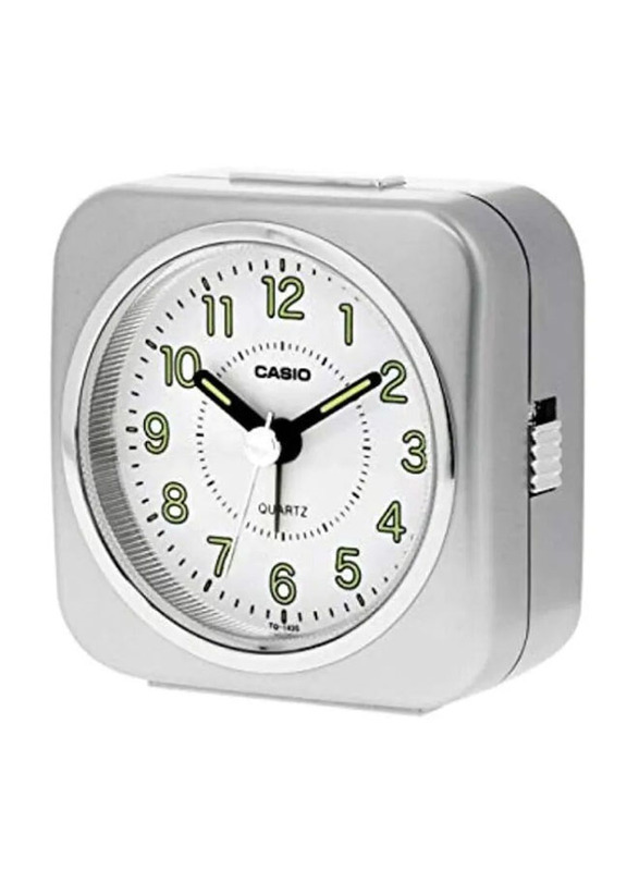 Casio Analog Alarm Clock, TQ-143S-8DF, White/Silver