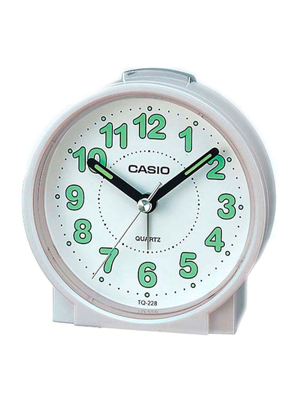 Casio Round Analog Alarm Clock, White