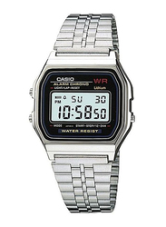 Casio Vintage Digital Watch for Men with Stainless Steel Band, Water Resistant, A159WA-N1DF, Silver/Grey