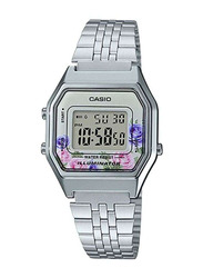 Casio Wo Digital Watch for Women with Stainless Steel Band, Water Resistant with Chronograph, LA680WA-4CDF, Silver-Grey