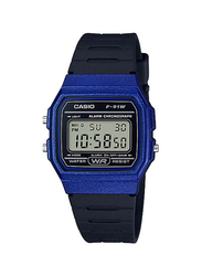Casio Digital Watch for Men with Resin Band, Water Resistant with Chronograph, F-91WM-2ADF, Navy Blue-Grey