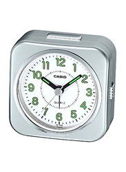 Casio Analog Alarm Clock, TQ-143S-8DF, White/Silver