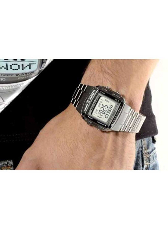 Casio Vintage Digital Watch for Men with Stainless Steel Band, Water Resistant, DB-360-1ADF, Silver/Grey