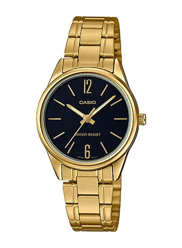 Casio Analog Watch for Women with Stainless Steel Band, Water Resistant, LTP-V005G-1BUDF, Gold-Black