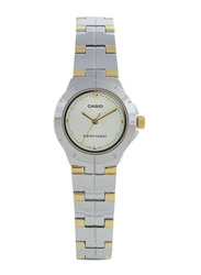 Casio Analog Watch for Women with Stainless Steel Band, Water Resistant, LTP-1242SG-9CDF Silver/Gold-Beige