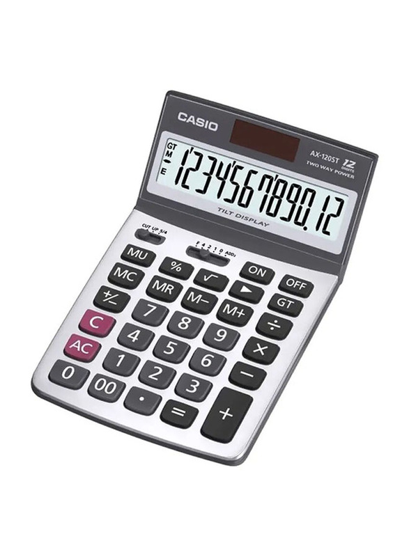 Casio 12-Digit Essential Practical Calculator, AX-120ST, Black/White