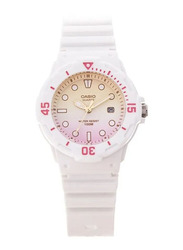 Casio Analog Watch for Women with Silicone Band, Water Resistant, LRW-200H-4E4VDF, White-Pink/Yellow