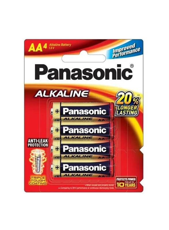 

Panasonic 1.5V Alkaline Batteries, 4 Pieces, Gold/Black