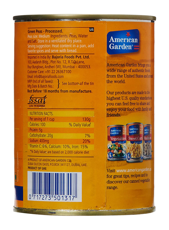 American Garden Processed Peas, 400g