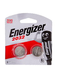 Energizer 2-Piece Battery, 2032BP2, Silver