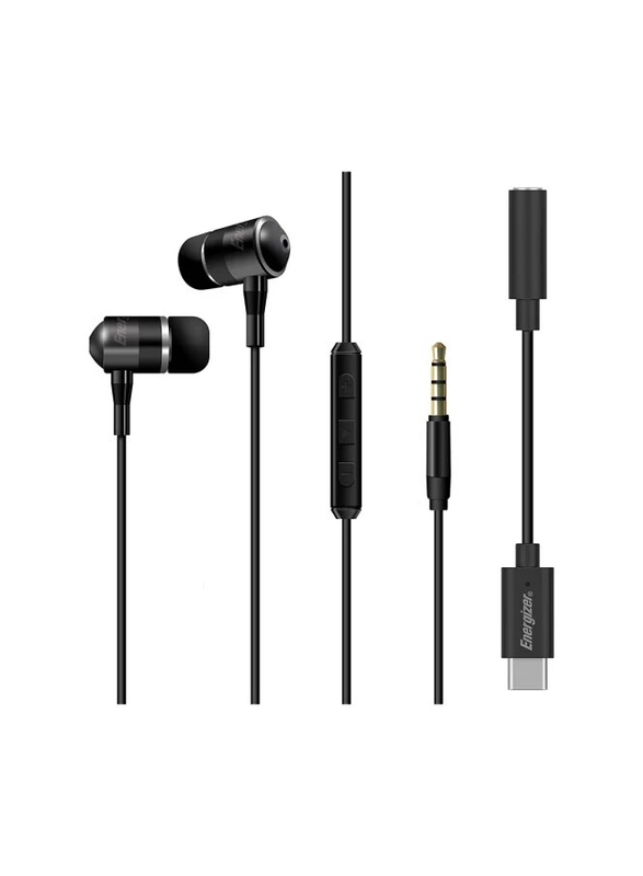 

Energizer Type-C/Aux Connector In-Ear Earphone, UIC30BK, Black