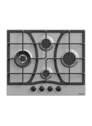 Baeckerhaft 60cm 4-Burner Built-In Gas Stainless Steel Hobs, Silver,with WOK