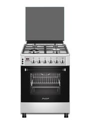 Baeckerhaft 60cm 4-Burner Free Standing Gas Cookers, Silver,Wok
