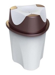 Plastic Garbage Bin, 4.5 Liters, White/Brown